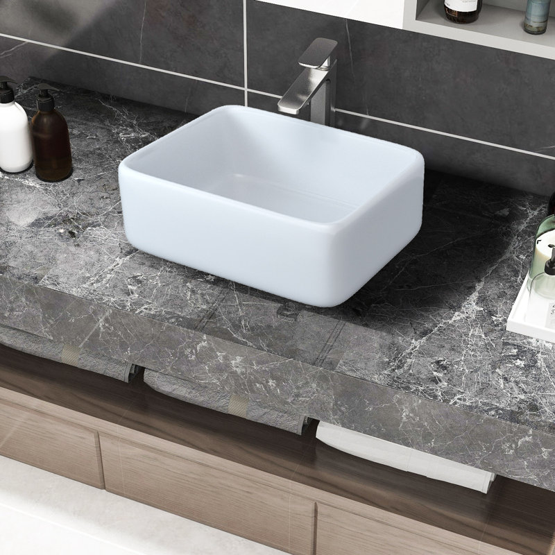19 po Lavabo de salle de bain blanc Topmount