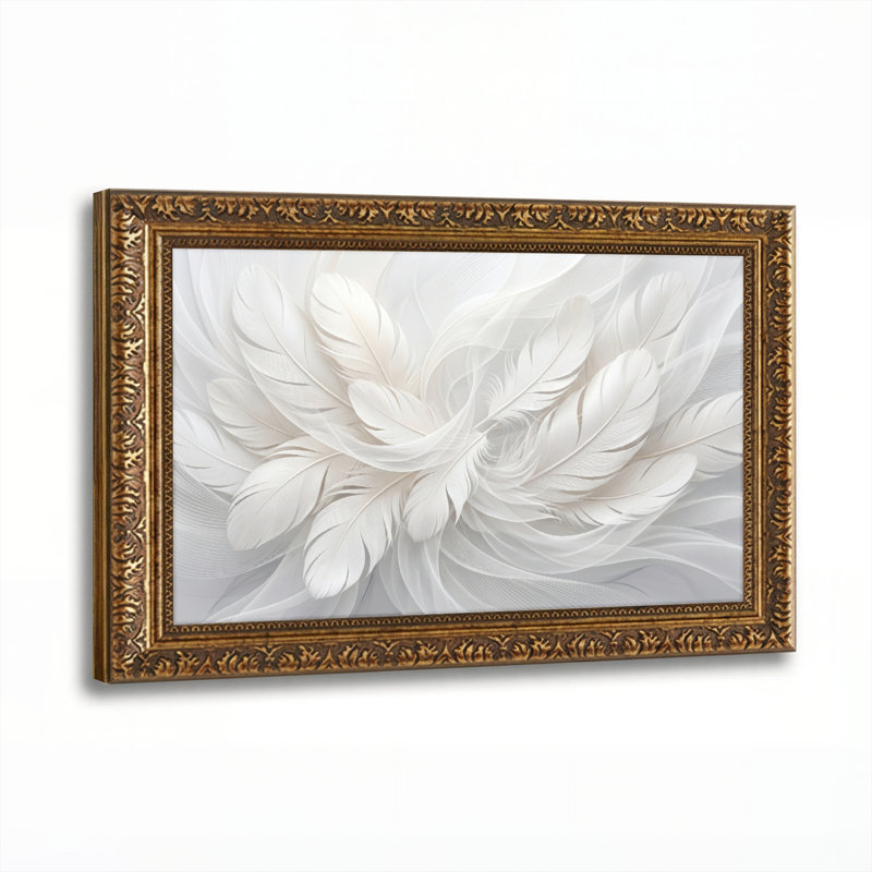 Art mural en toile noyer doré encadré pour le salon, la chambre à coucher, le bureau ou le vestibule - décoration murale décorative avec art en plumes