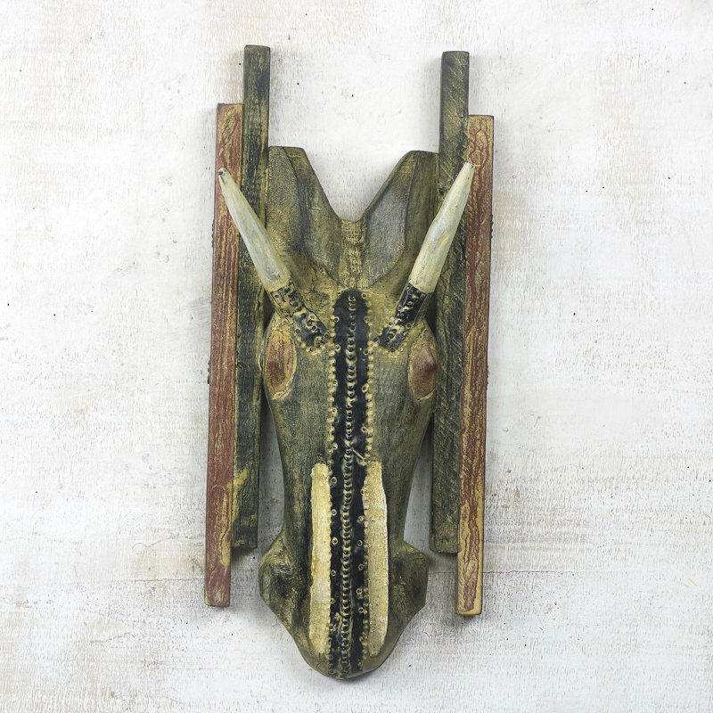 Décoration murale masque cheval en bois africain