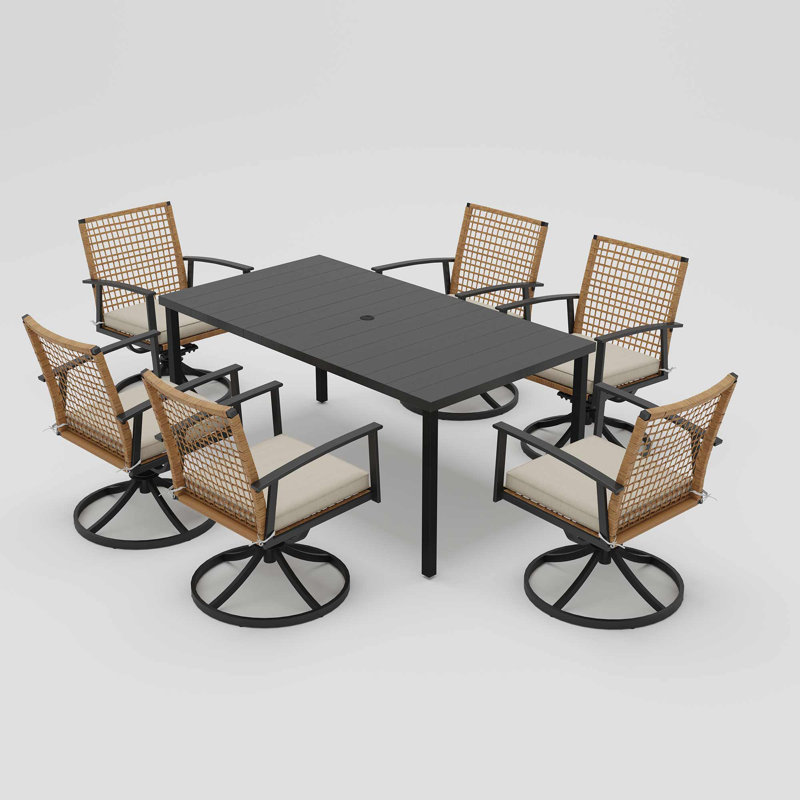 Ensemble de salle à manger pivotant pour l'extérieur pour 6 personnes Red Barrel Studio