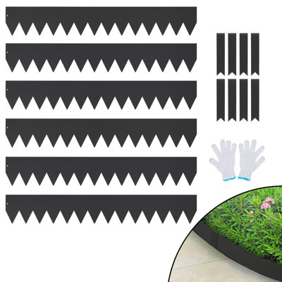 Ensemble de 6 bordures de jardin en métal galvanisé, bordure de jardin pliable, pointe de requin, bordure de pelouse pour parterre de jardin