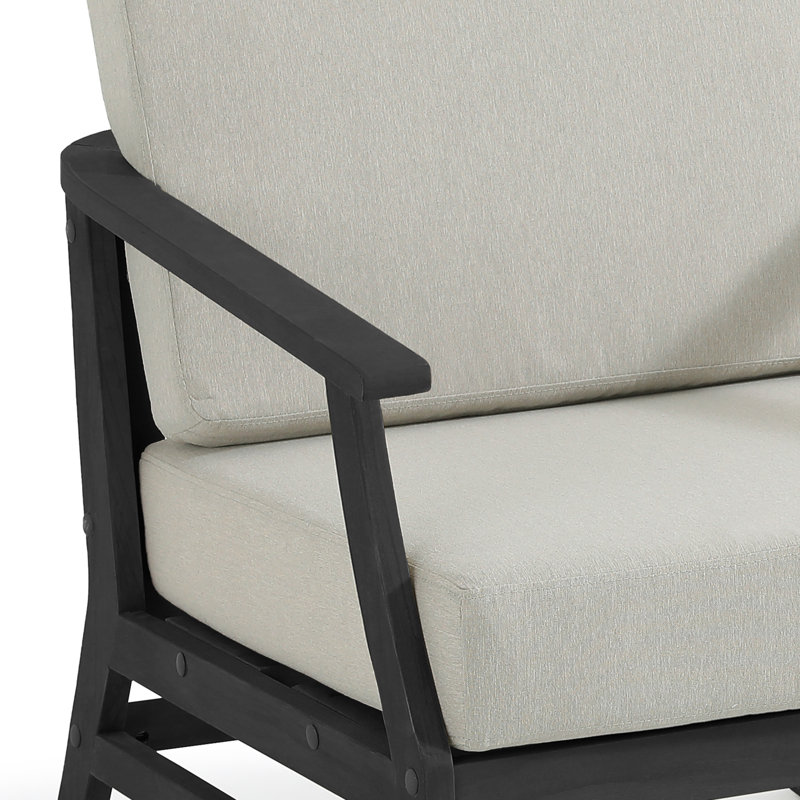 Ensemble de patio extérieur en teck pour deux personnes avec coussins et table d'appoint Polett, 3 pièces: 2 chaises, table
