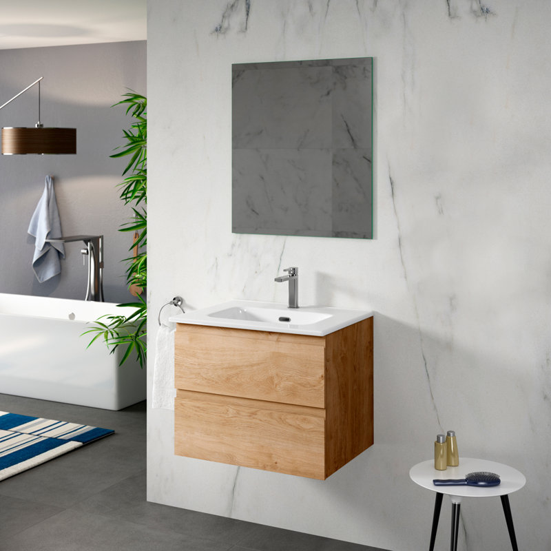 Base de meuble-lavabo mural simple 24 po Pasadena, Chêne