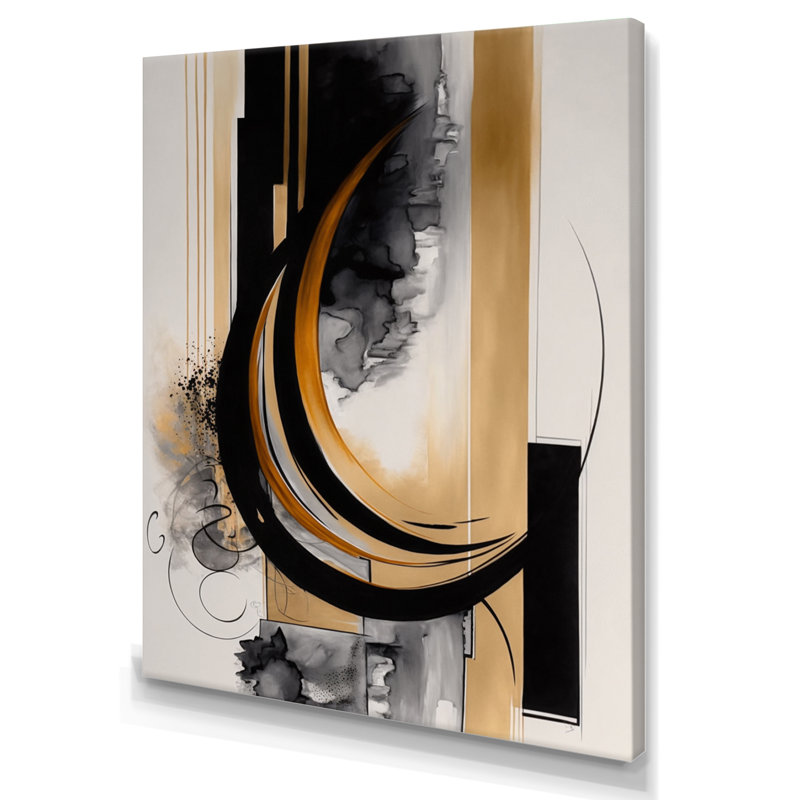 Gold Touch Art Deco II - Art mural abstrait, H 32 po x l 16 po x P 1 po, Toile tendue