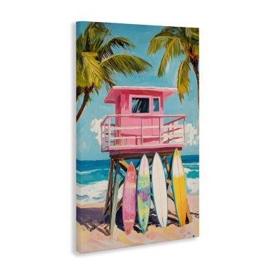 High Pink Surf Shack Canvas, design by Petal Prints Design