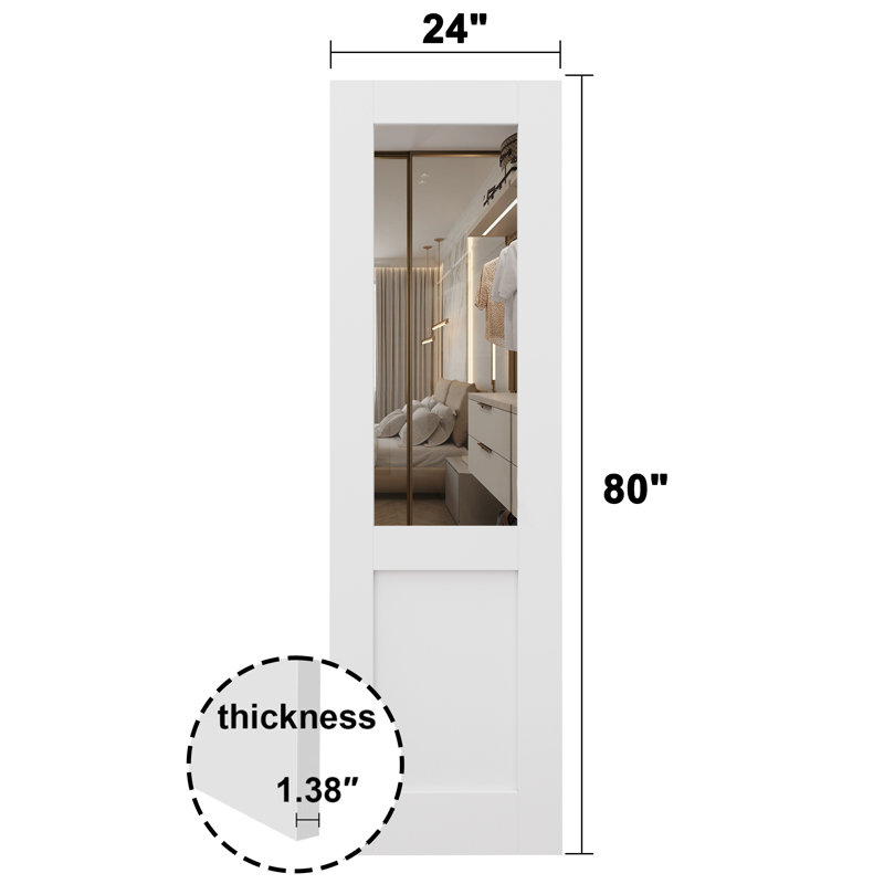 Porte coulissante en bois massif 80 po, 28 po x 80 po