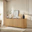 Buffet de style contemporain à vagues de 64 po x l 15 po à 24 po avec côtés incurvés, convenant à la salle à manger et à l'entrée de cuisine de haute qualité, conception robuste, conception stable
