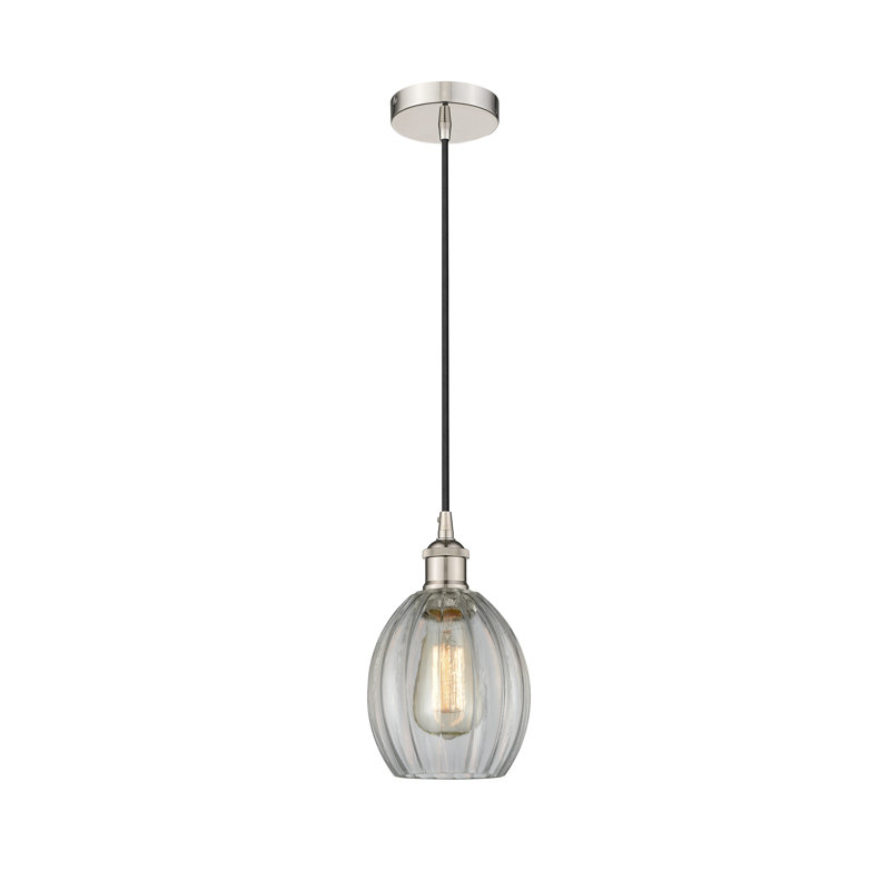 Luminaire suspendu simple à 1 lumière Bolduc, Transparent, Nickel poli