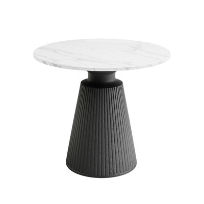 Jerrit Side Table for Indoors or Outdoors with Faux Marble Top and Fluted Base by Ivy Bronx