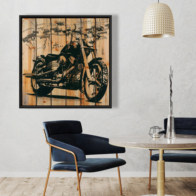 " Motorcycle On Wood Background "