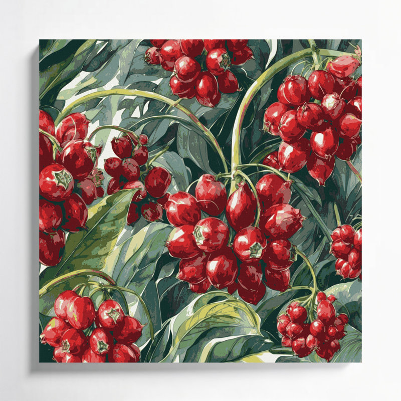 Art mural sur toile vert "Fruit guarana", H 16 po x l 16 po