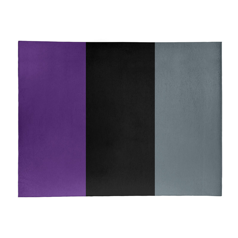Tapis gris mauve/noir/ardoise rayée, Rectangle 5 pi x 7 pi