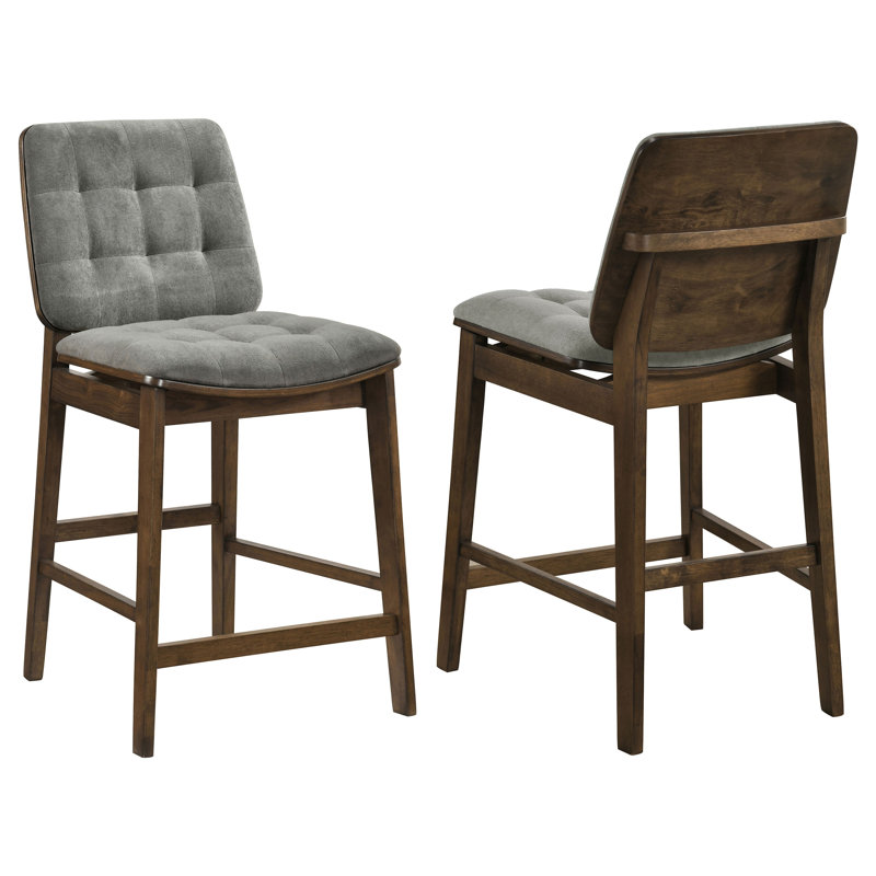 Chaise de comptoir rembourrée Redbridge, Gris, Noyer