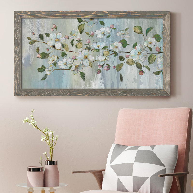 Painterly Blossoms - Peinture sur toile encadrée, Gris