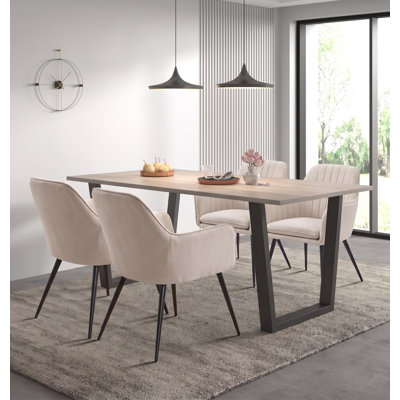 80cm Rectangular Dining Set with Upholstered Chairs