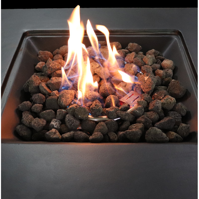 Lennart Square Concrete Propane Smokeless Fire Pit, Charcoal