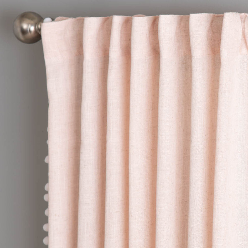 Wyola Polyester/Linen Light-Filtering Curtain Panel with Rod Pocket Top, 50" W x 84" L, Blush