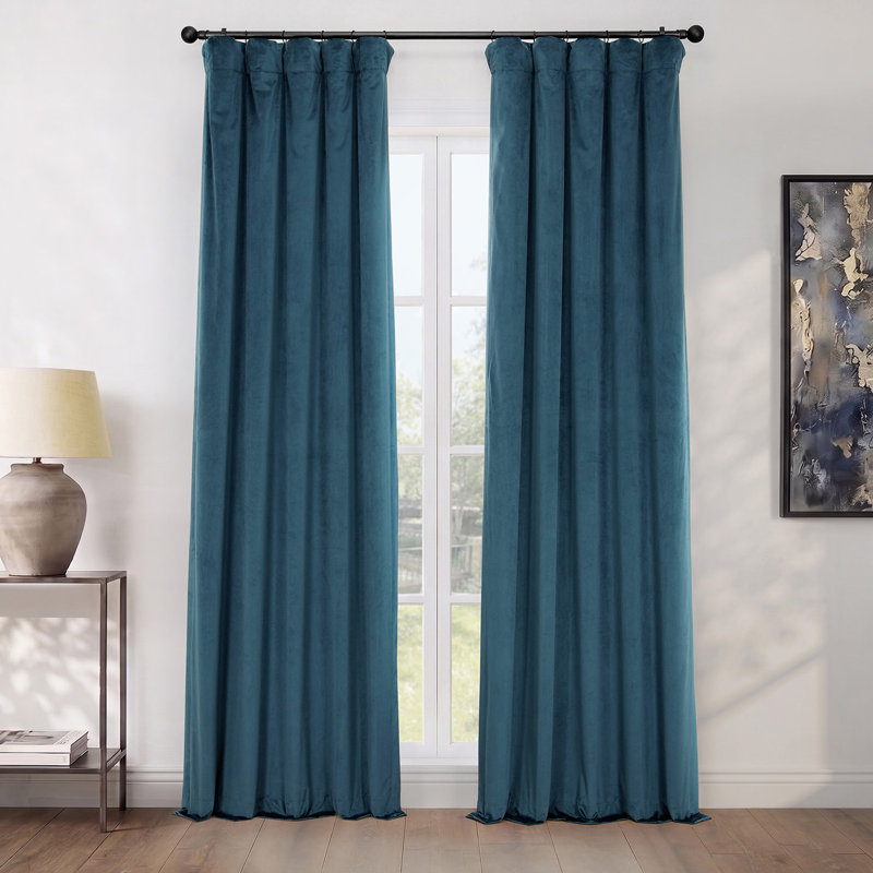Rideaux en velours moelleux Matra pour chambre à coucher ‑ rideaux obscurcissants pour les fenêtres de salon, panneau simple