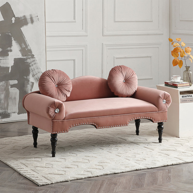Anastasya Upholstered 54'' Loveseat, Rose Velvet