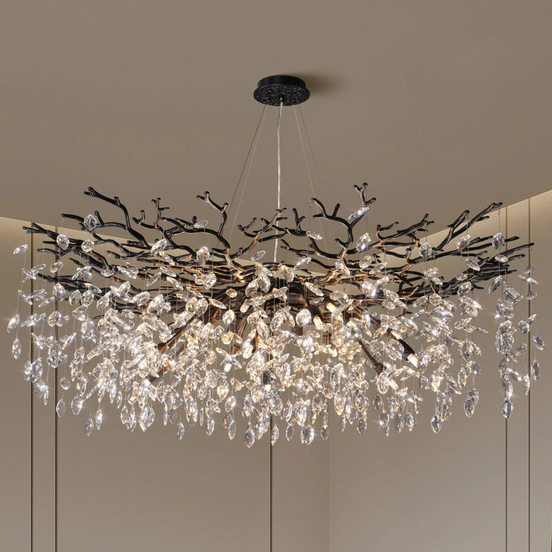 18 - Light 47.5" Luxury Real Crystal Chandeliers Dimmable Kitchen Island Square / Rectangle Chandelier