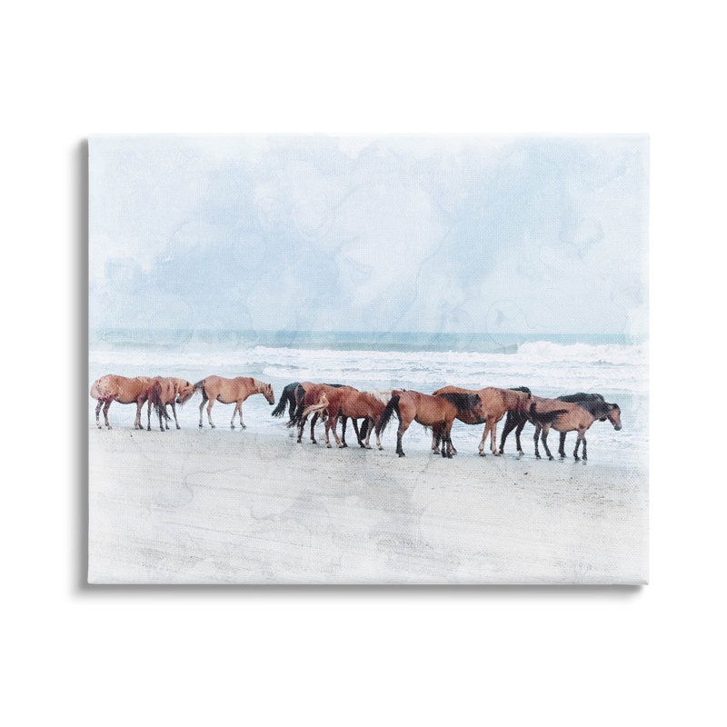 Toile de cheval sur une plage flottante, H 36 po x l 48 po x P 1,5 po, Toile tendue