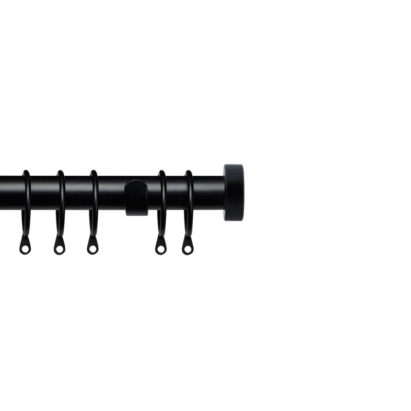 Noriana Adjustable Single Curtain Pole, 170cm x 300cm, Black