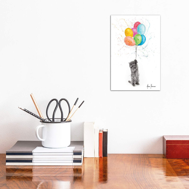 The Naughty Kitten And The Balloons by Ashvin Harrison - Wrapped Canvas Print, 20.32 cm H x 30.48 cm W