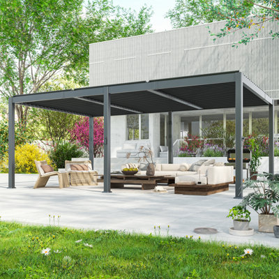 Pergola d'extérieur réglable en aluminium avec persiennes pour terrasse, terrasse et jardin