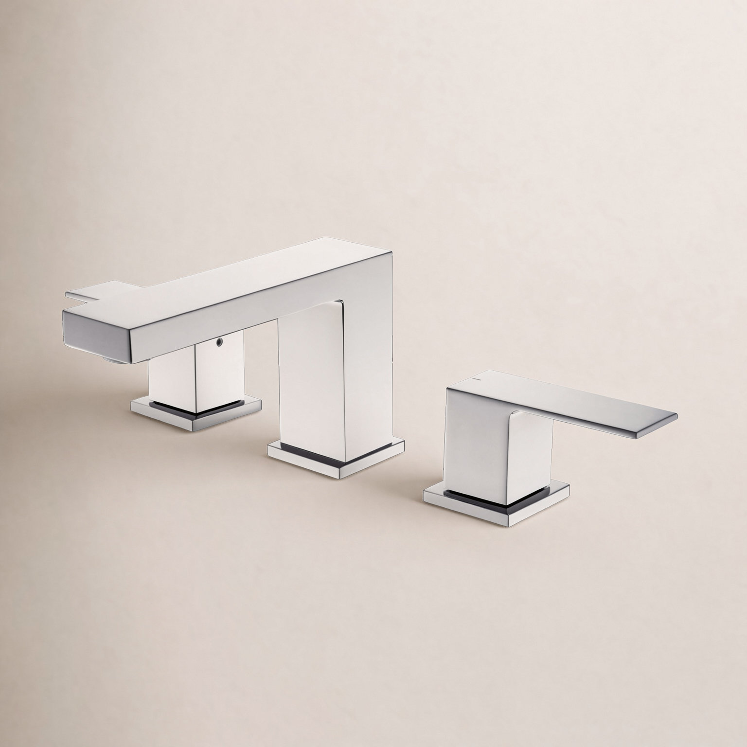 Cube Widespread Bathroom Faucet with Drain, Silver