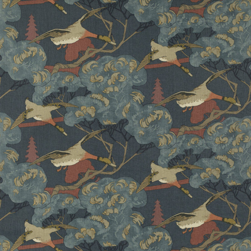 Icons Flying Ducks Performance Fabric, Red/Blue