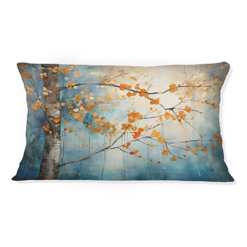 Érable orange sarcelle brillant incandescent II - Coussin imprimé érable, H 12 po x l 20 po