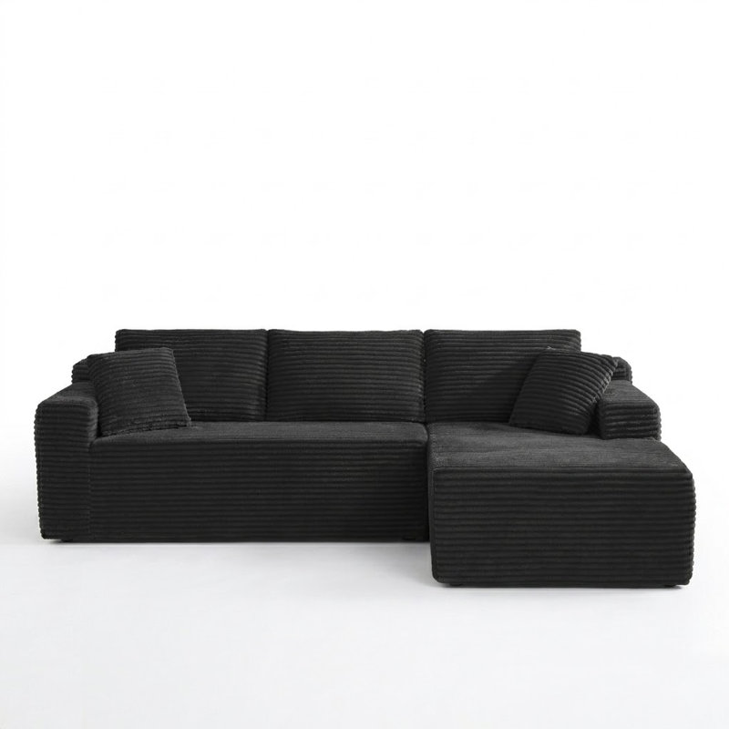 Canapé modulaire sans cadre, canapé-lit Cloud, Orienté à droite, Noir