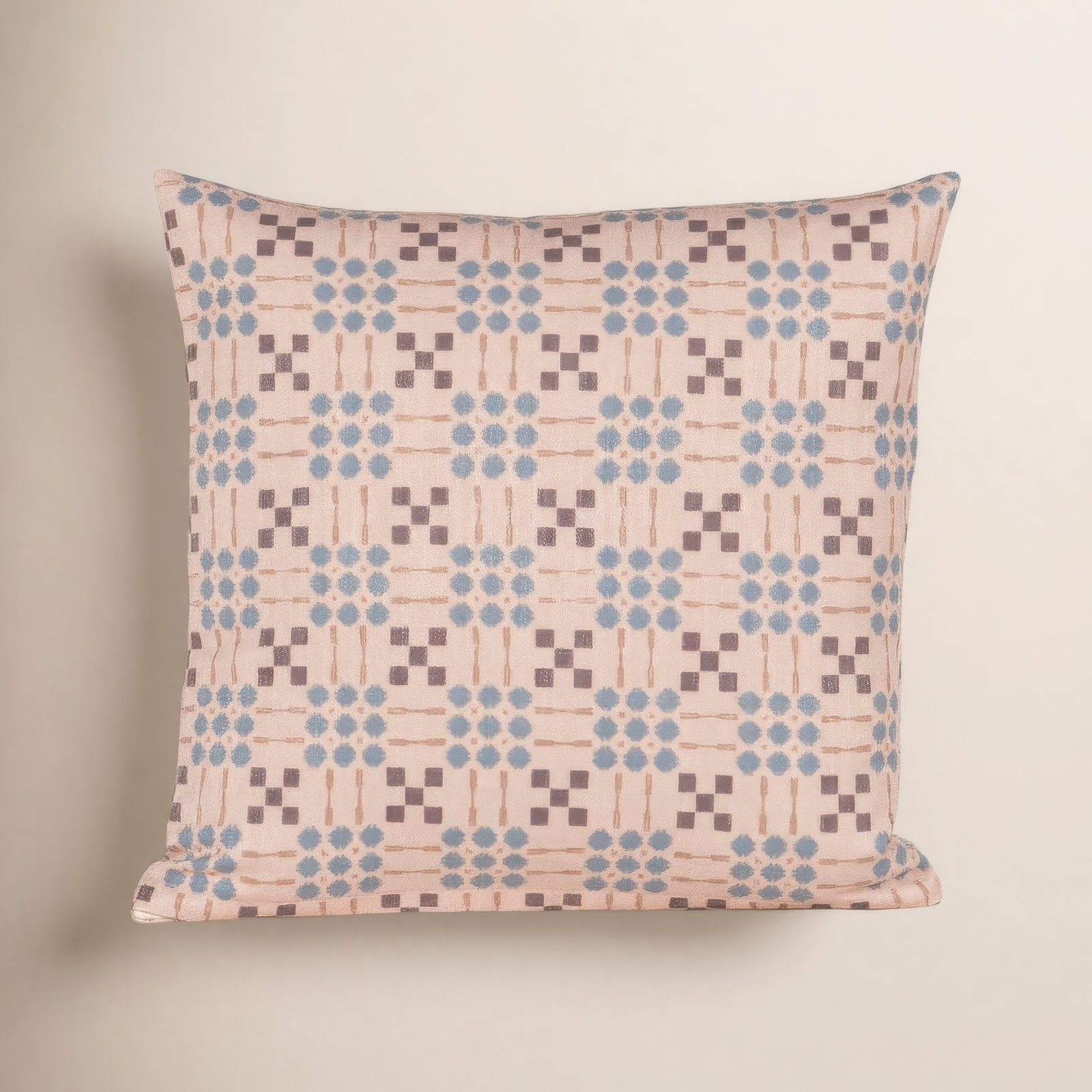 Gridwork Geometric Accent Pillow, Square 20", Polyester, Pink