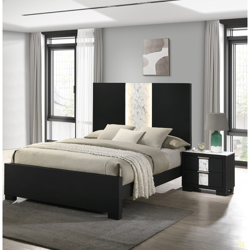 Table de chevet contemporaine 1pc, Noir / blanc