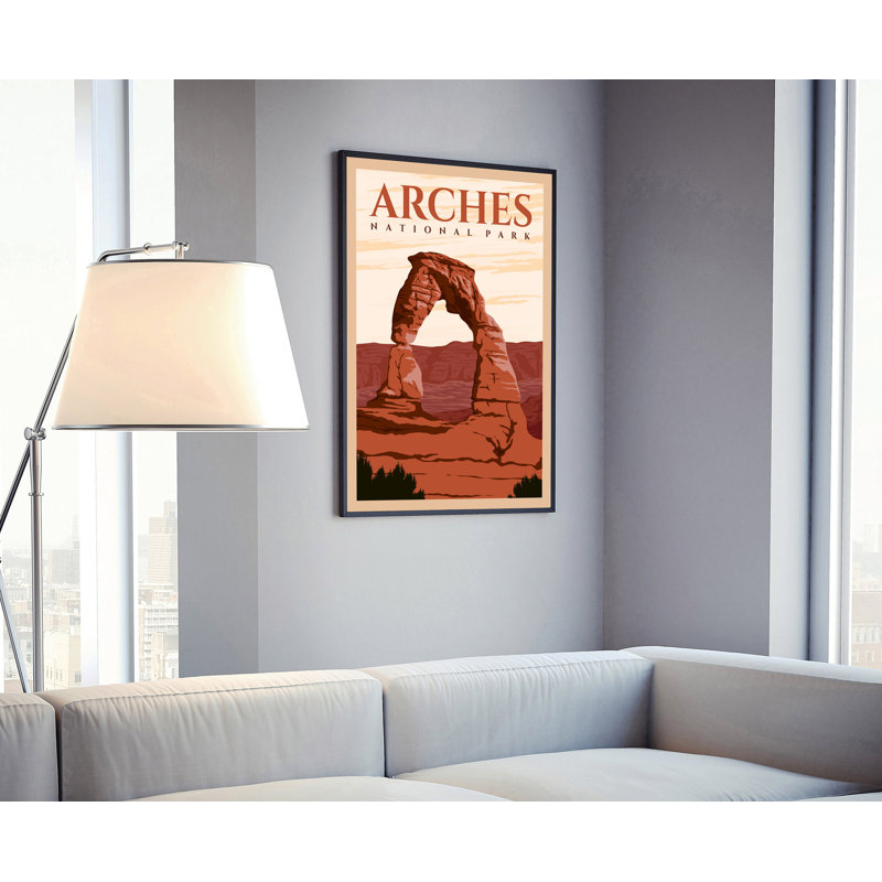 Reproduction sans cadre d'une affiche rétro du parc national de pierre jaune, H 10 po x l 8 po x P 0,35 po