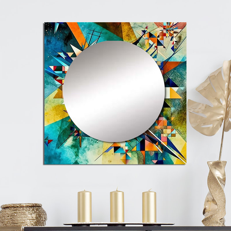 Automne jazz dans l'après-midi fusion géométrique - art moderne de miroir mural carré géométrique, 29 po x 29 po
