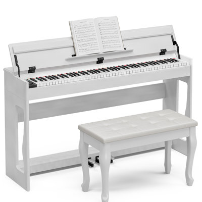 88 pianos numériques avec banc duo, clavier de piano électrique lourd et marteau lourd avec USB midi, blanc
