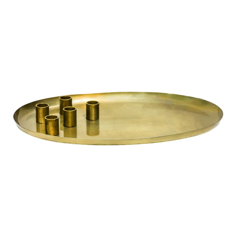 Oval Metal Candle Centrepiece, Gold