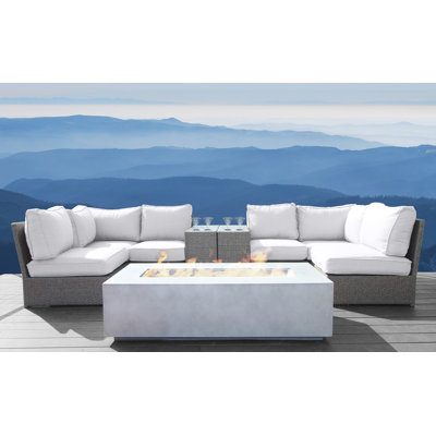 Ensemble de conversation modulaire avec coussins Sunbrella 9 pièces Denora