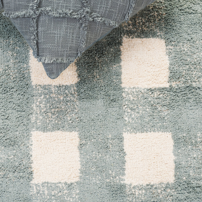 Kynlee Hand Woven Recyclyed Cotton Pile Machine Washable Plaid Rug, Rectangle 4" x 6"