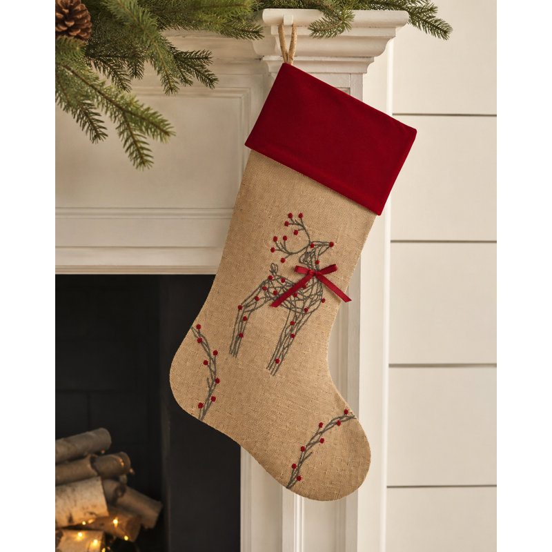 Chaussette de Noël rustique renne, 20 po