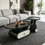 Oval Creative Rabbit-Ear Storage Coffee Table Set-130372141-130372142