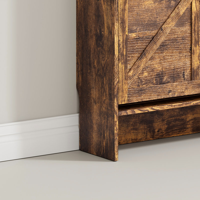 57.2"H Farmhouse Shoe Cabinet with 3 Flip Drawers & 2 Drawers – Narrow Freestanding Organizer for Entryway（30" W x 9.25" D x 57.2" H）