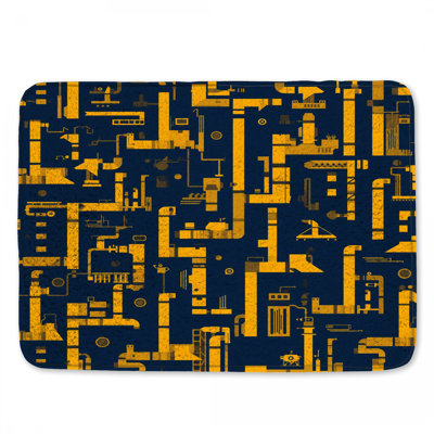Tapis de bain jaune à motif géométrique