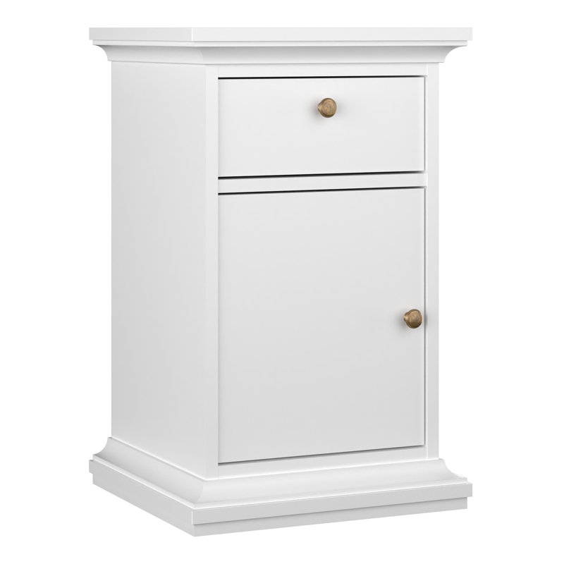 Adianey 43.6cm W Plywood / Laminate Board Bedside Table, White