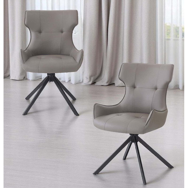 Ensemble de 2 chaises d'appoint en cuir synthétique et en similicuir noir avec pivot