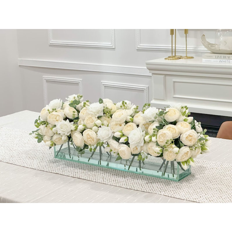 Roses Arrangement in Vase, 24, White