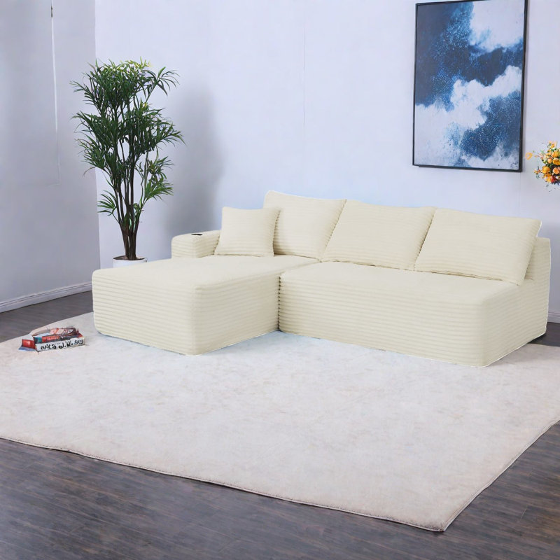 Canapés modulaires à compression, canapé moderne en L en peluche de 96 pouces pour la maison