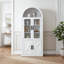 Elegant White Arched Tall Storage Cabinet, MDF & Acrylic, H177cm, Hallway & Living Room