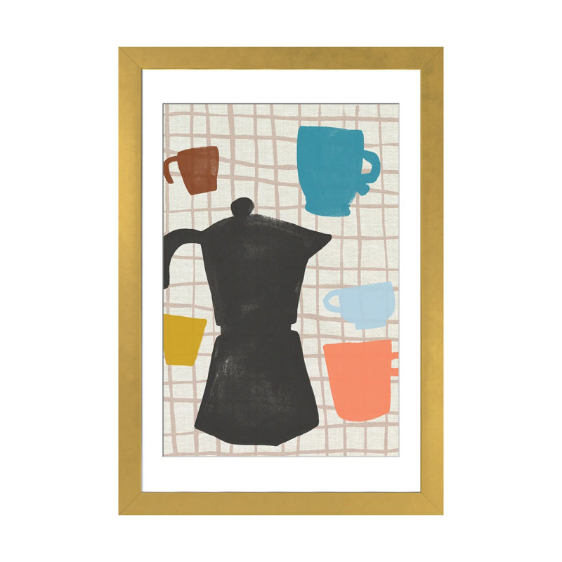 «Coffee Cut Outs I», reproduction d'art murale, papier d'art encadré, H 32 po x l 24 po, Doré